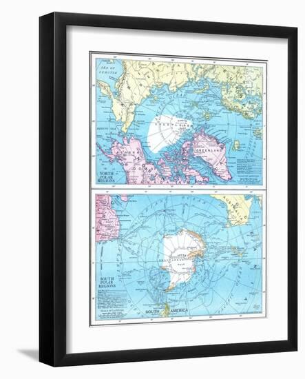 1913, North Pole, South Pole, North and South Polar Regions-null-Framed Giclee Print