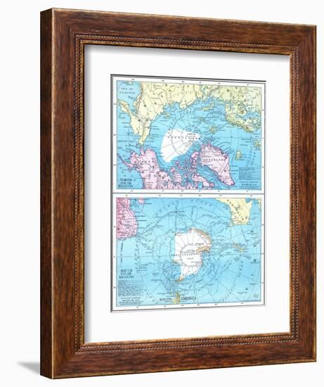 1913, North Pole, South Pole, North and South Polar Regions-null-Framed Premium Giclee Print