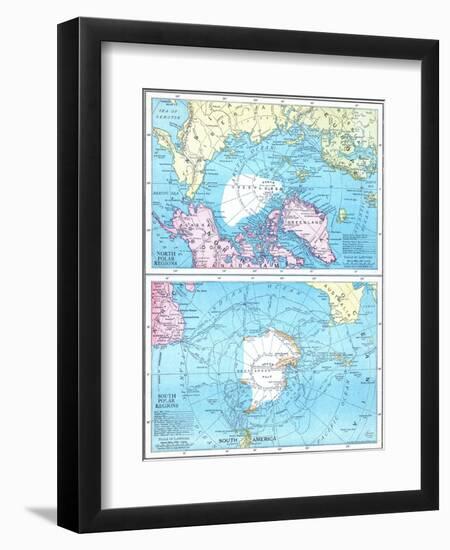 1913, North Pole, South Pole, North and South Polar Regions-null-Framed Premium Giclee Print