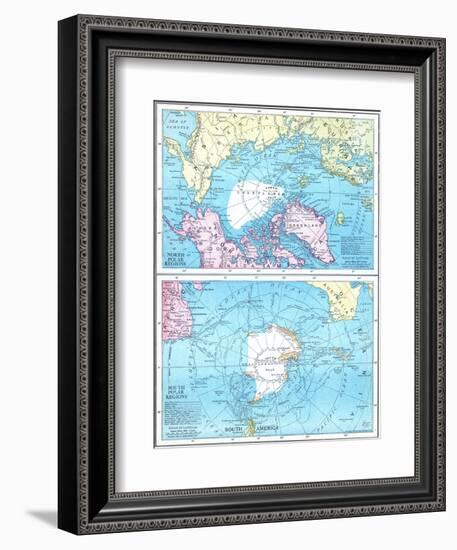 1913, North Pole, South Pole, North and South Polar Regions-null-Framed Premium Giclee Print