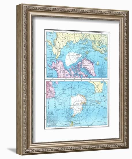 1913, North Pole, South Pole, North and South Polar Regions-null-Framed Giclee Print