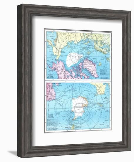 1913, North Pole, South Pole, North and South Polar Regions-null-Framed Giclee Print