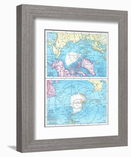 1913, North Pole, South Pole, North and South Polar Regions-null-Framed Giclee Print