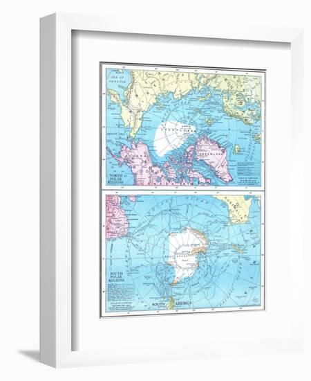 1913, North Pole, South Pole, North and South Polar Regions-null-Framed Giclee Print