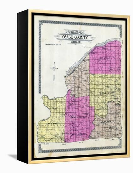 1913, Osage County Outline Map, Missouri, United States-null-Framed Premier Image Canvas