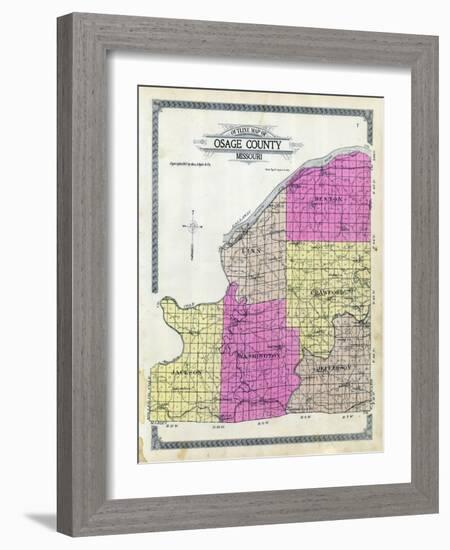 1913, Osage County Outline Map, Missouri, United States-null-Framed Giclee Print