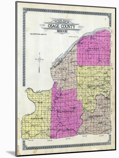 1913, Osage County Outline Map, Missouri, United States-null-Mounted Giclee Print