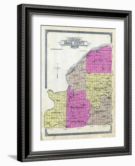 1913, Osage County Outline Map, Missouri, United States-null-Framed Giclee Print