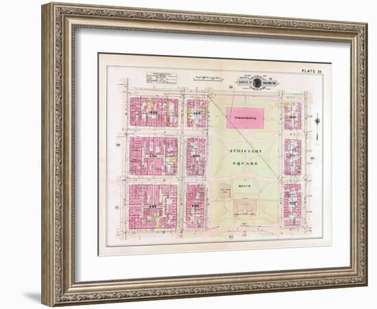 1913, Plate 36, Judiciary Square, District of Columbia, United States-null-Framed Giclee Print