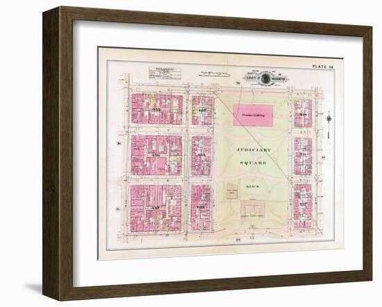 1913, Plate 36, Judiciary Square, District of Columbia, United States-null-Framed Giclee Print