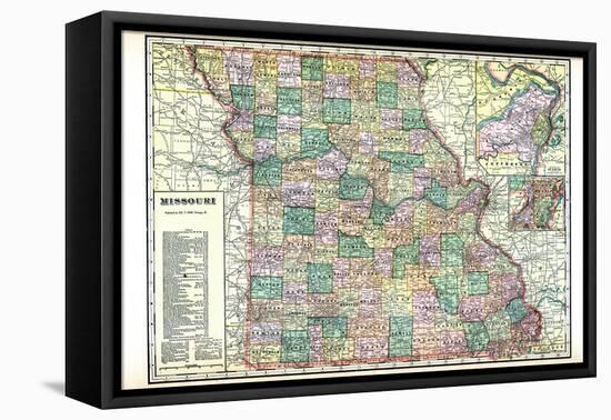 1913, State Map, Missouri, United States-null-Framed Premier Image Canvas