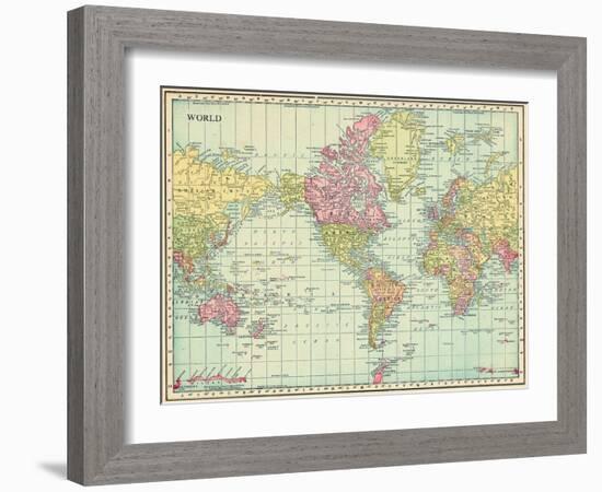 1913, World, World Map-null-Framed Giclee Print