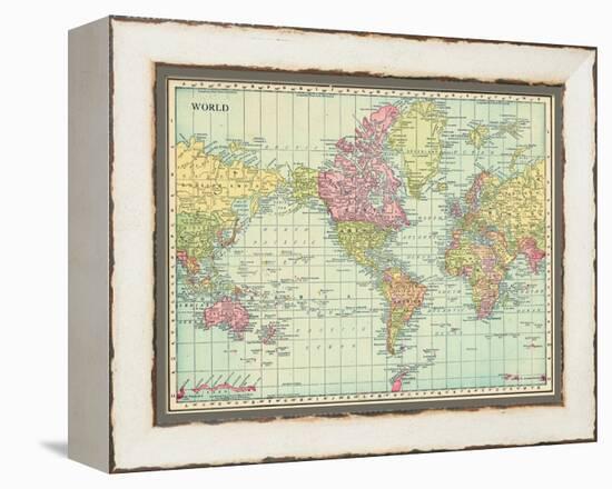 1913, World, World Map-null-Framed Premier Image Canvas