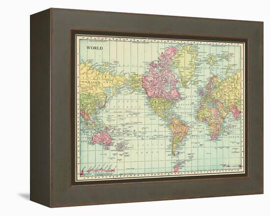 1913, World, World Map-null-Framed Premier Image Canvas