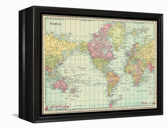 1913, World, World Map-null-Framed Premier Image Canvas