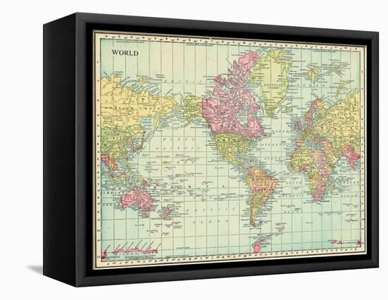 1913, World, World Map-null-Framed Premier Image Canvas