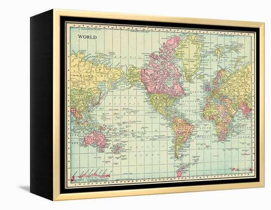 1913, World, World Map-null-Framed Premier Image Canvas