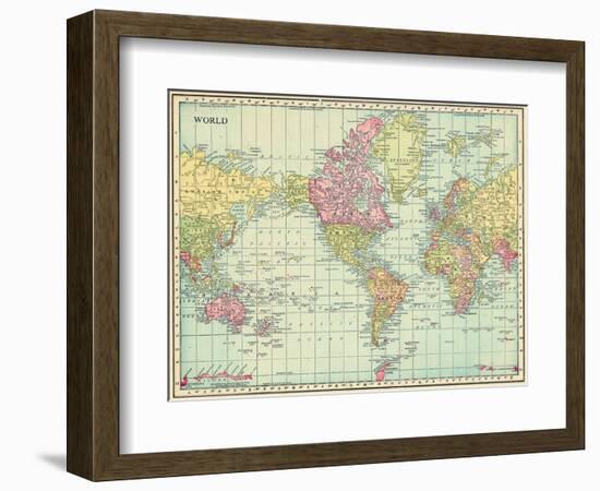 1913, World, World Map--Framed Giclee Print