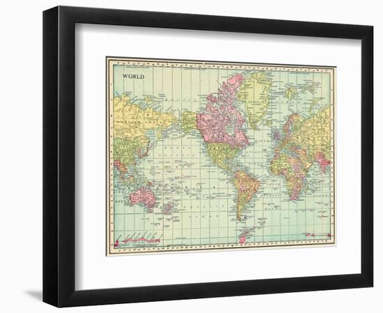 1913, World, World Map--Framed Giclee Print