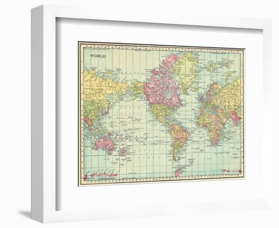 1913, World, World Map--Framed Giclee Print