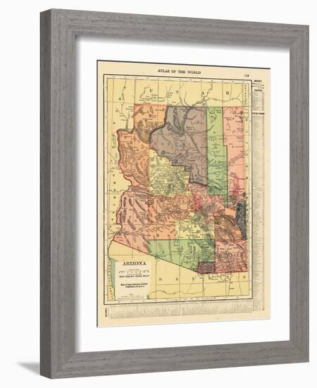 1914, Arizona State Map 1914, Arizona, United States-null-Framed Giclee Print