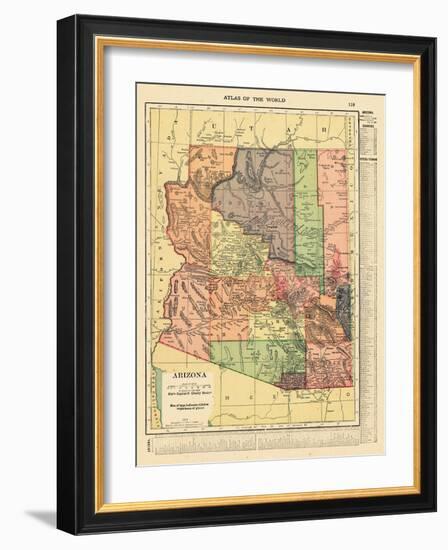 1914, Arizona State Map 1914, Arizona, United States-null-Framed Giclee Print