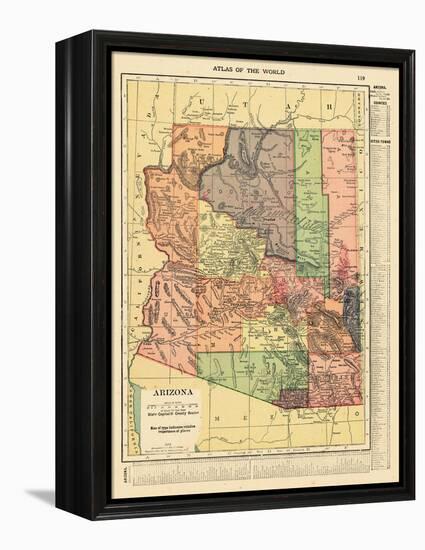 1914, Arizona State Map 1914, Arizona, United States-null-Framed Premier Image Canvas