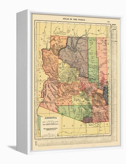 1914, Arizona State Map 1914, Arizona, United States-null-Framed Premier Image Canvas