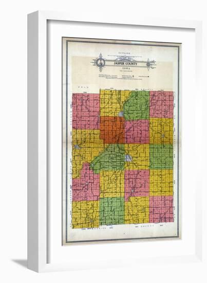 1914, Jasper County Outline Map, Iowa, United States-null-Framed Giclee Print