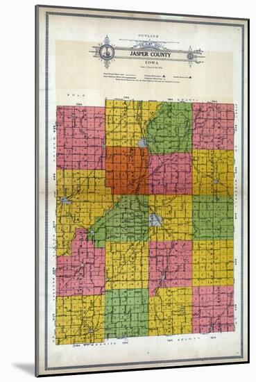 1914, Jasper County Outline Map, Iowa, United States-null-Mounted Giclee Print