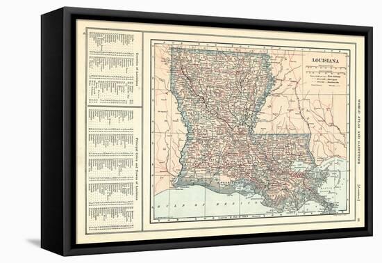 1914, Louisiana State Map 1908 Revised 1914, Louisiana, United States-null-Framed Premier Image Canvas