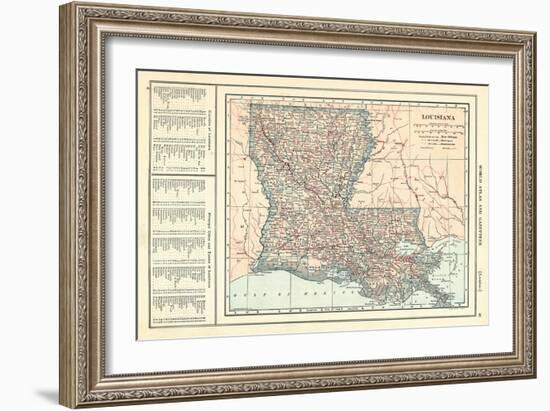 1914, Louisiana State Map 1908 Revised 1914, Louisiana, United States-null-Framed Giclee Print