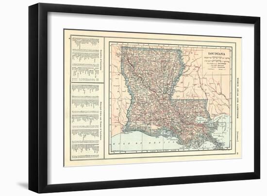 1914, Louisiana State Map 1908 Revised 1914, Louisiana, United States-null-Framed Giclee Print