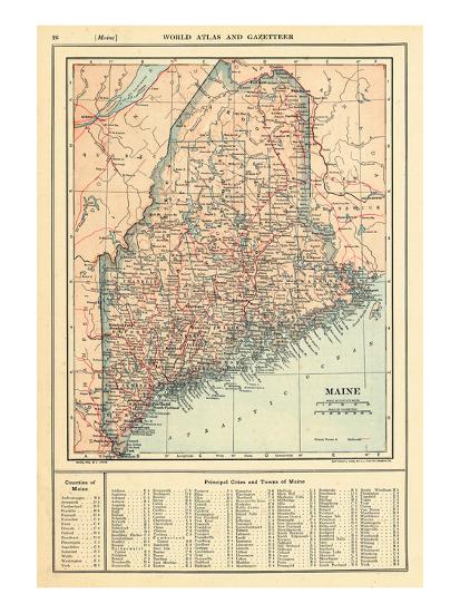 1914 maine state map 1908 revised 1914 maine united states giclee