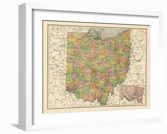 1914, State Map, Ohio, United States-null-Framed Premium Giclee Print