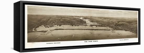 1915, Superior, WI and Duluth, MN Bird's Eye View, Wisconsin, United States-null-Framed Premier Image Canvas