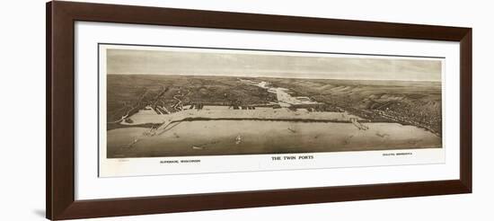 1915, Superior, WI and Duluth, MN Bird's Eye View, Wisconsin, United States-null-Framed Giclee Print