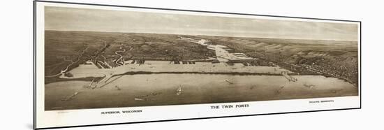1915, Superior, WI and Duluth, MN Bird's Eye View, Wisconsin, United States-null-Mounted Giclee Print