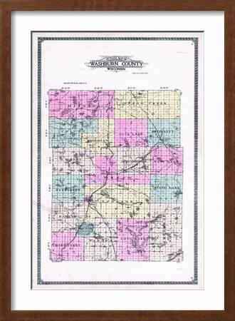 Washburn County Plat Map 1915, Washburn County Map, Wisconsin, United States' Giclee Print | Art.com