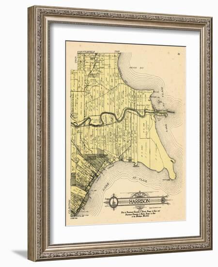 1916, Harrison Township, Lake St. Clair, Clinton River, Belvidere Bay, Tucker's Bay, Anchor Bay, Po-null-Framed Giclee Print