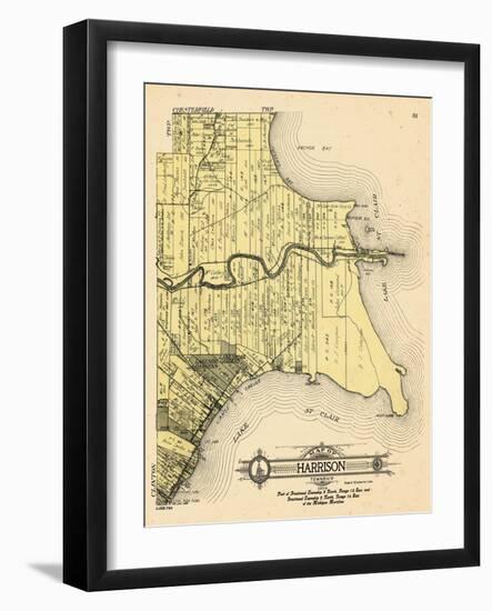 1916, Harrison Township, Lake St. Clair, Clinton River, Belvidere Bay, Tucker's Bay, Anchor Bay, Po-null-Framed Giclee Print