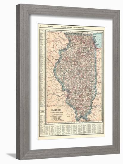 1917, Illinois State Map 1917, Illinois, United States-null-Framed Giclee Print