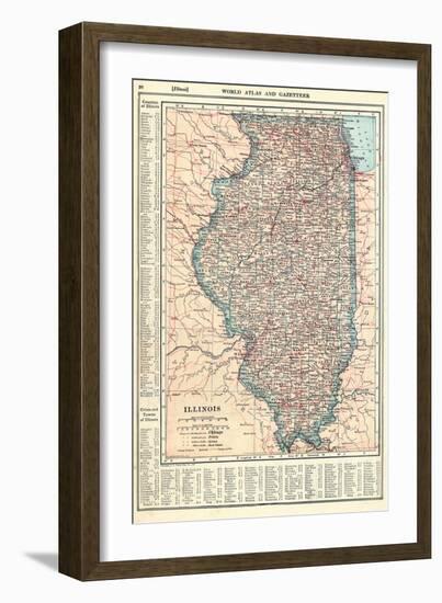 1917, Illinois State Map 1917, Illinois, United States-null-Framed Giclee Print