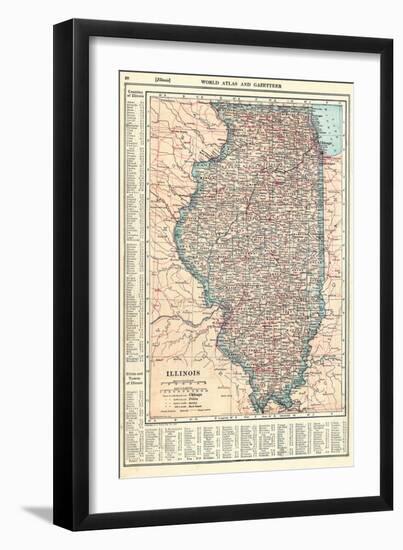 1917, Illinois State Map 1917, Illinois, United States-null-Framed Giclee Print