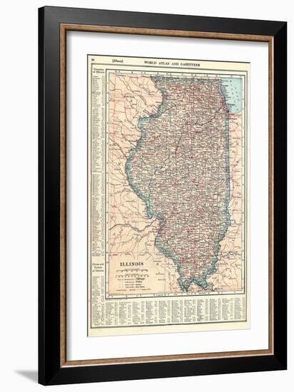 1917, Illinois State Map 1917, Illinois, United States-null-Framed Giclee Print