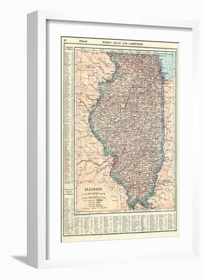 1917, Illinois State Map 1917, Illinois, United States-null-Framed Giclee Print