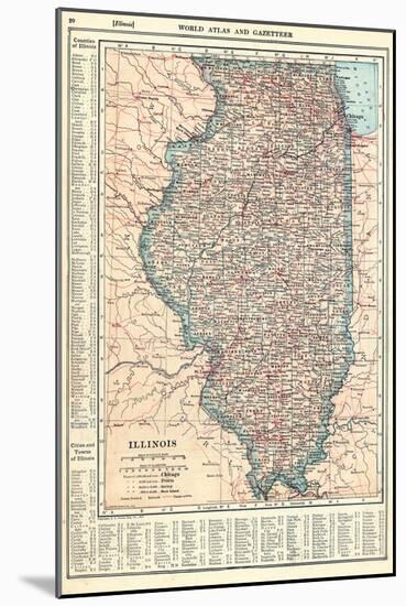 1917, Illinois State Map 1917, Illinois, United States-null-Mounted Giclee Print