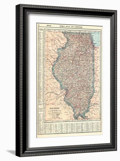 1917, Illinois State Map 1917, Illinois, United States-null-Framed Giclee Print