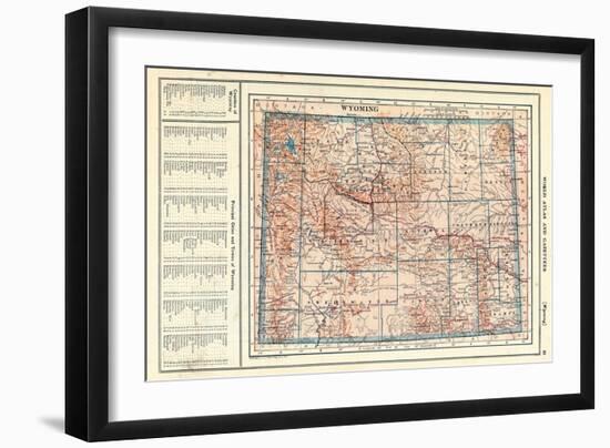 1917, Wyoming State Map, Wyoming, United States-null-Framed Giclee Print