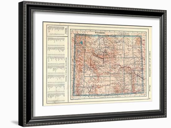 1917, Wyoming State Map, Wyoming, United States-null-Framed Giclee Print